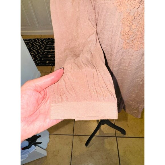 Anthropologie Blue Bird Boho Peasant Babydoll Crochet Lace M Cottage Dusty Rose - Picture 8 of 15